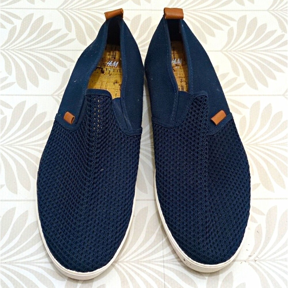 H&M Men's Blue Mesh Slip-On Casual Shoes Cork Insole US 9.5 EU 43
